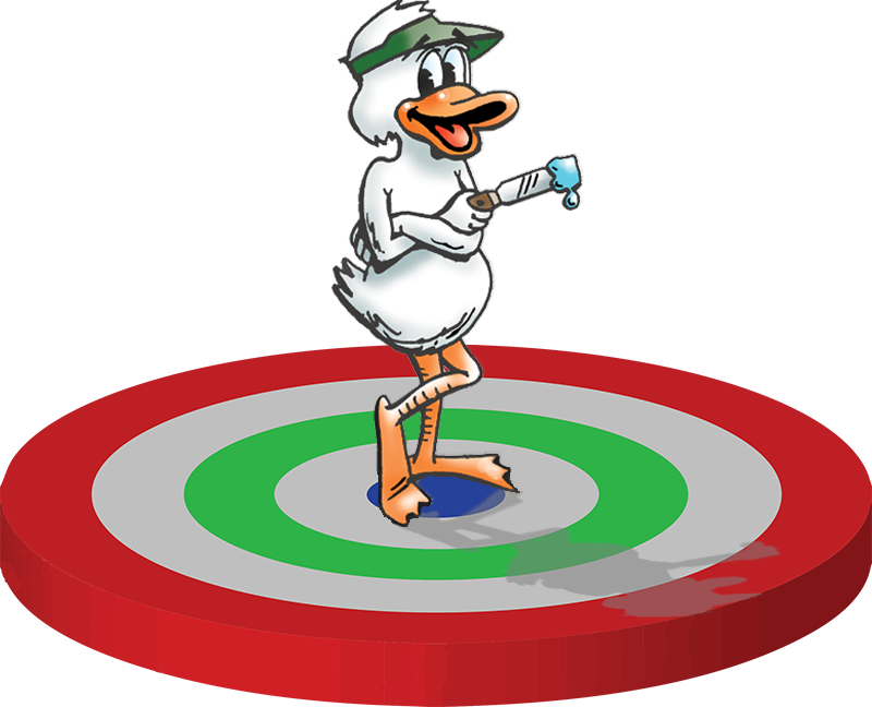 Dukey the DOCO Duck on the Bullseye